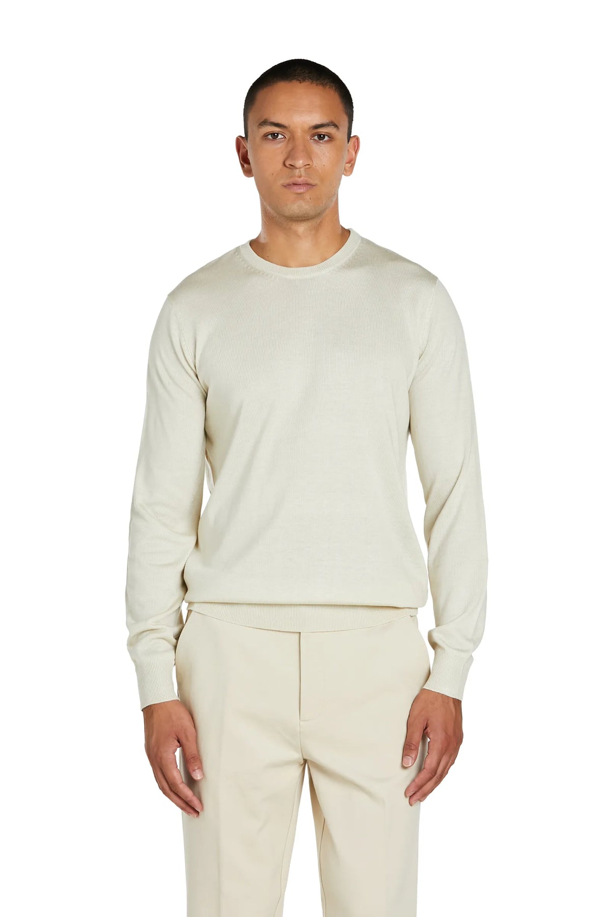 Maglia Girocollo lana merinos #colore_crema