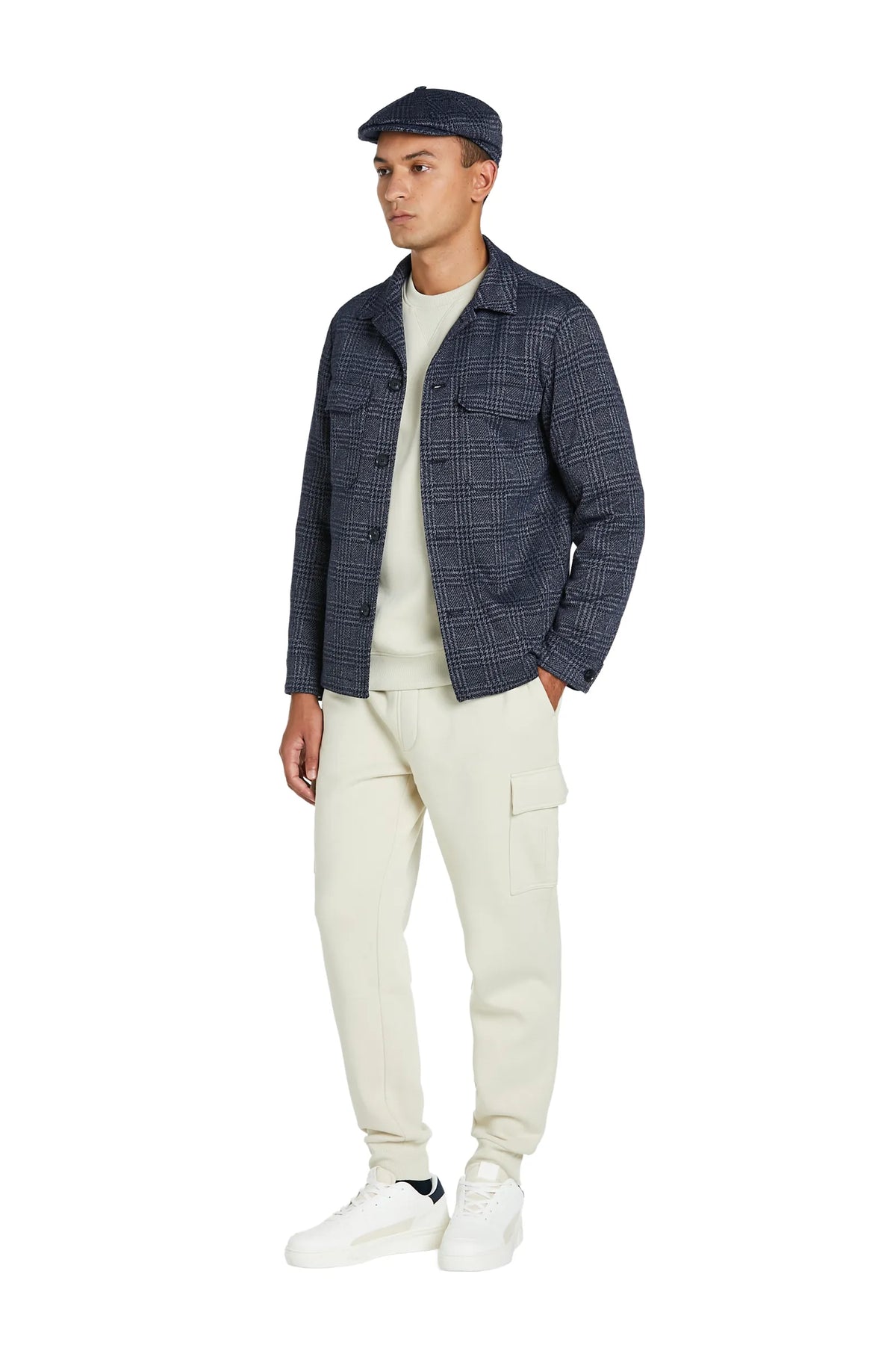 Giacca Camicia a Quadri Blu