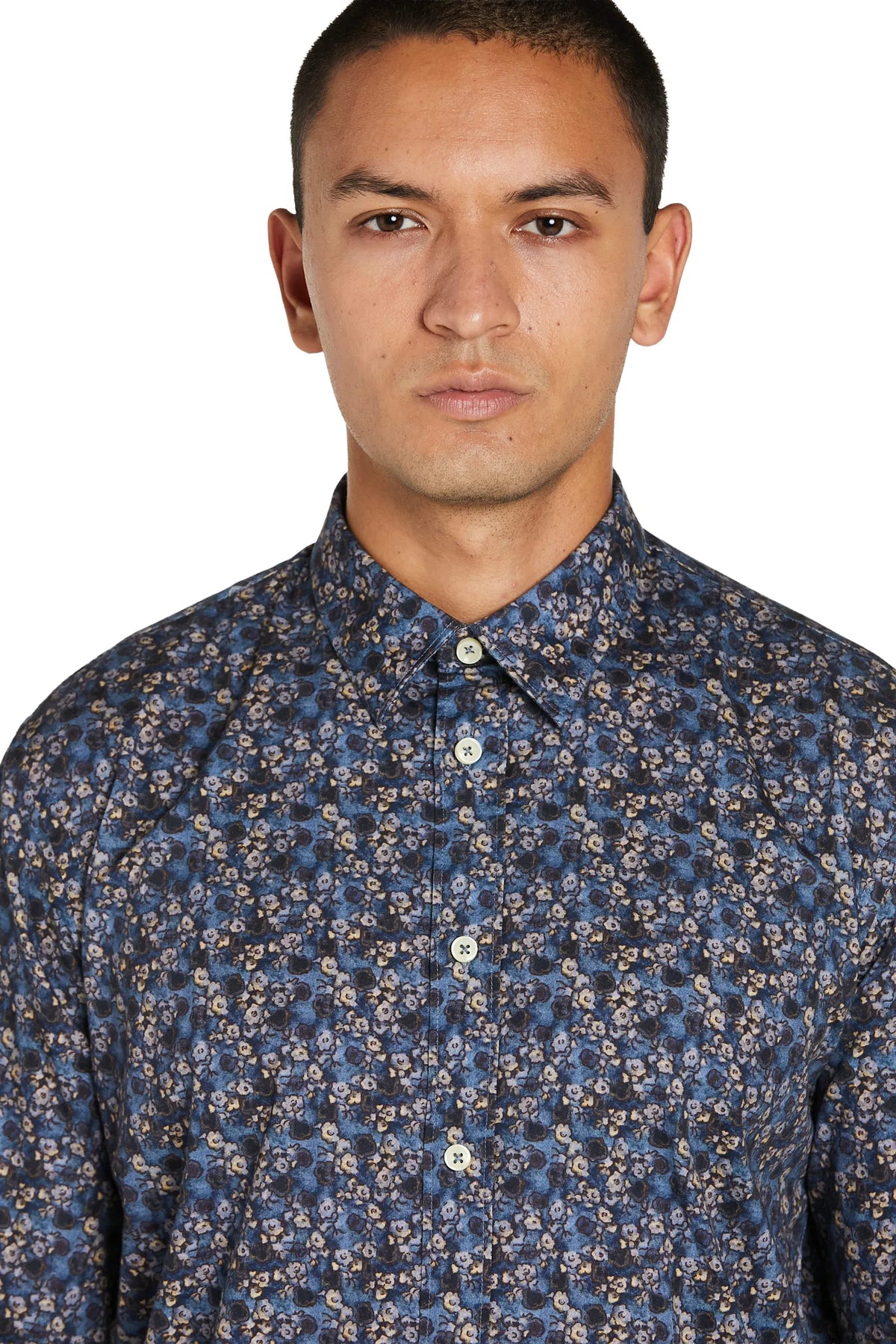 Camicia Uomo con Stampa a Fiori e Collo Italiano