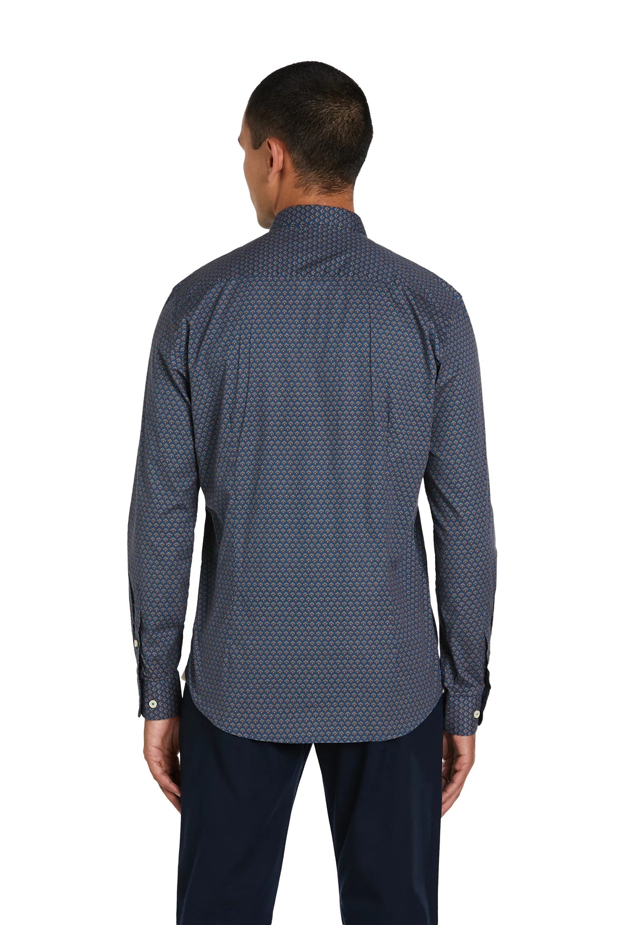 Camicia Uomo Fondo Blu con Collo Italiano