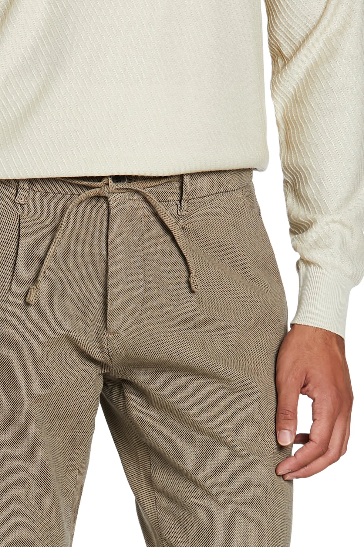 Pantalone tramato #colore_beige