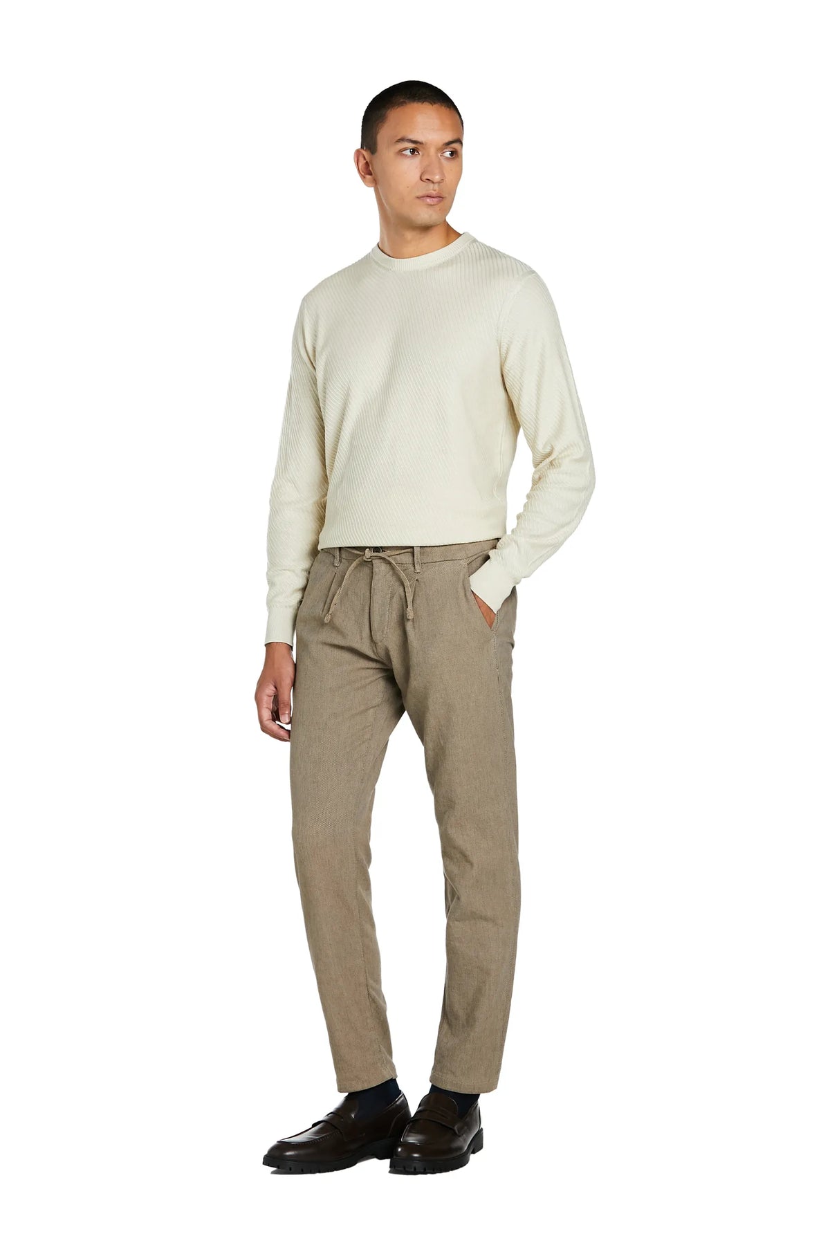 Pantalone tramato #colore_beige