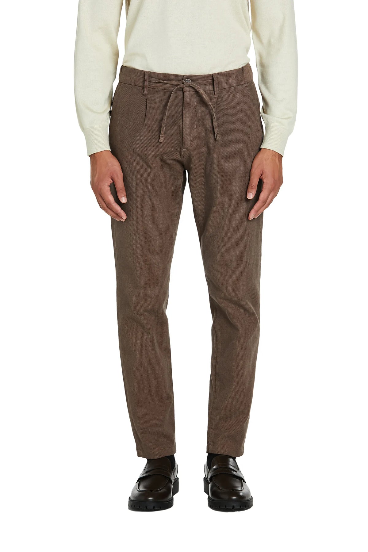 Pantalone tramato #colore_tortora