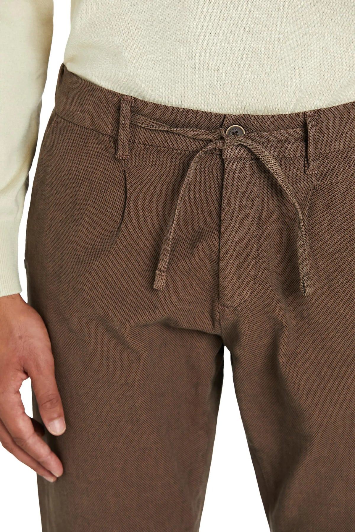Pantalone tramato #colore_tortora