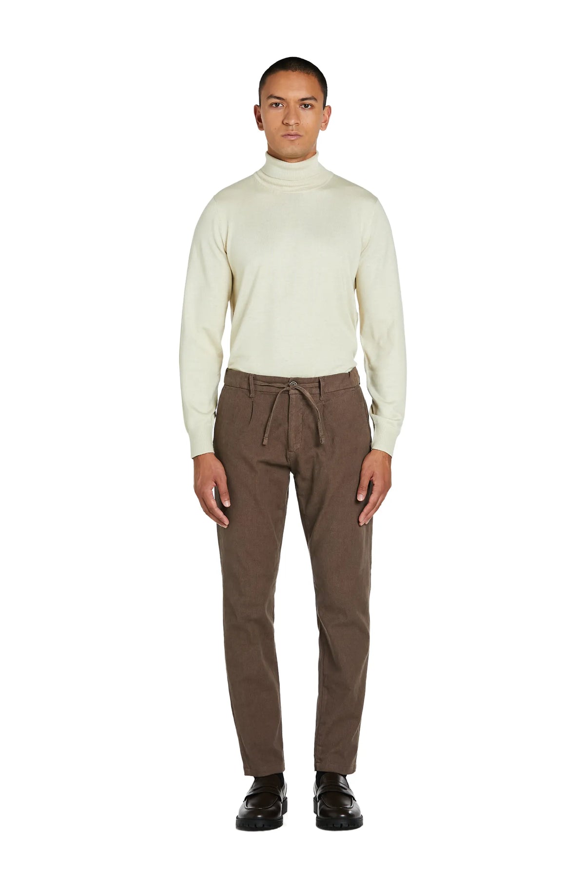 Pantalone tramato #colore_tortora