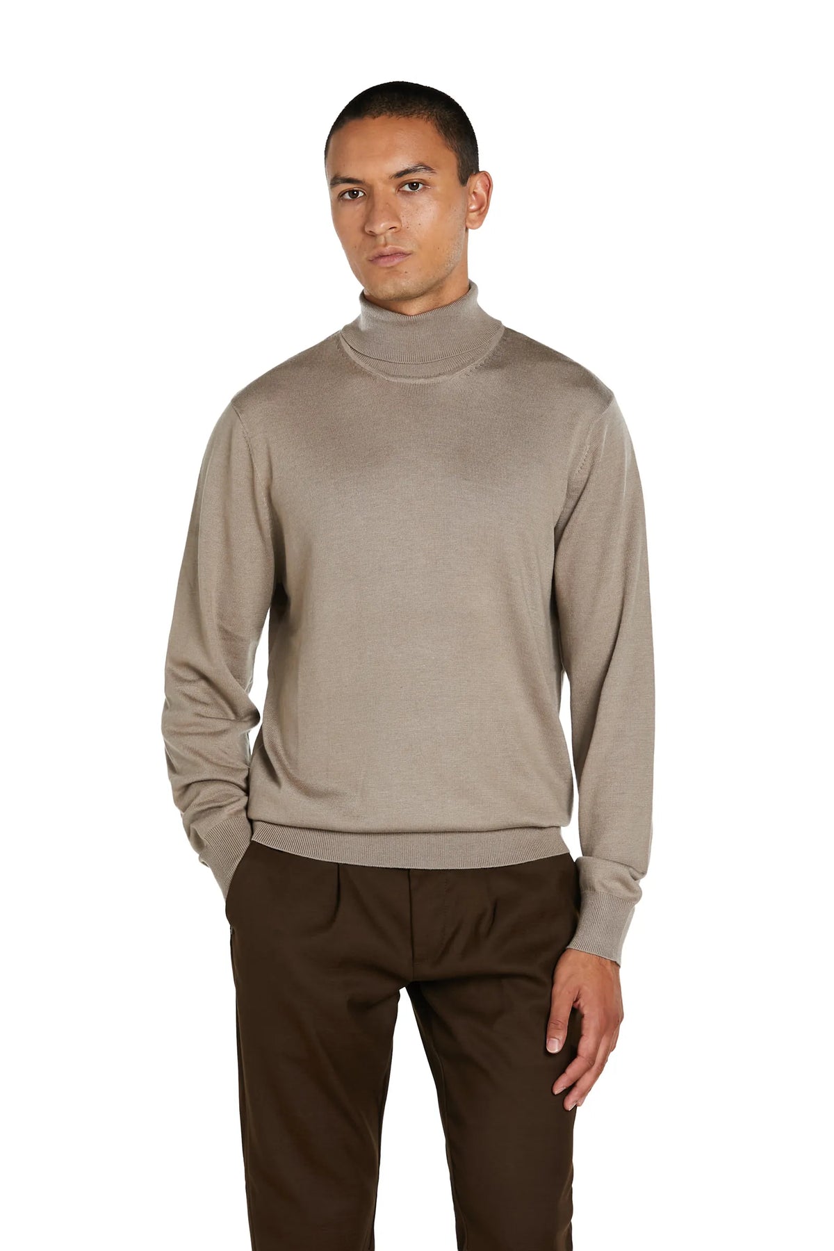 Maglione Dolcevita Lana Merinos #colore_pietra