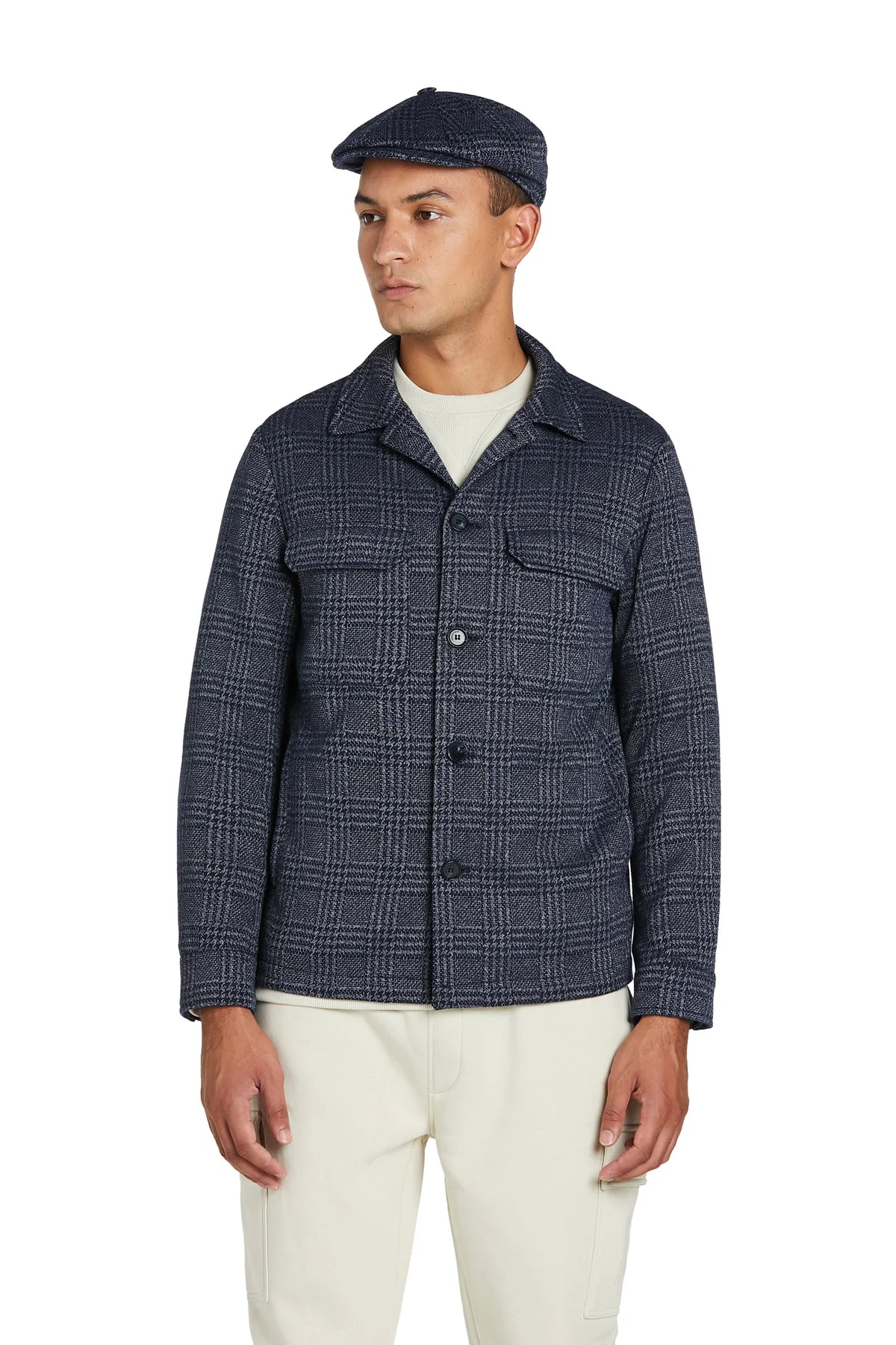 Giacca Camicia a Quadri Blu
