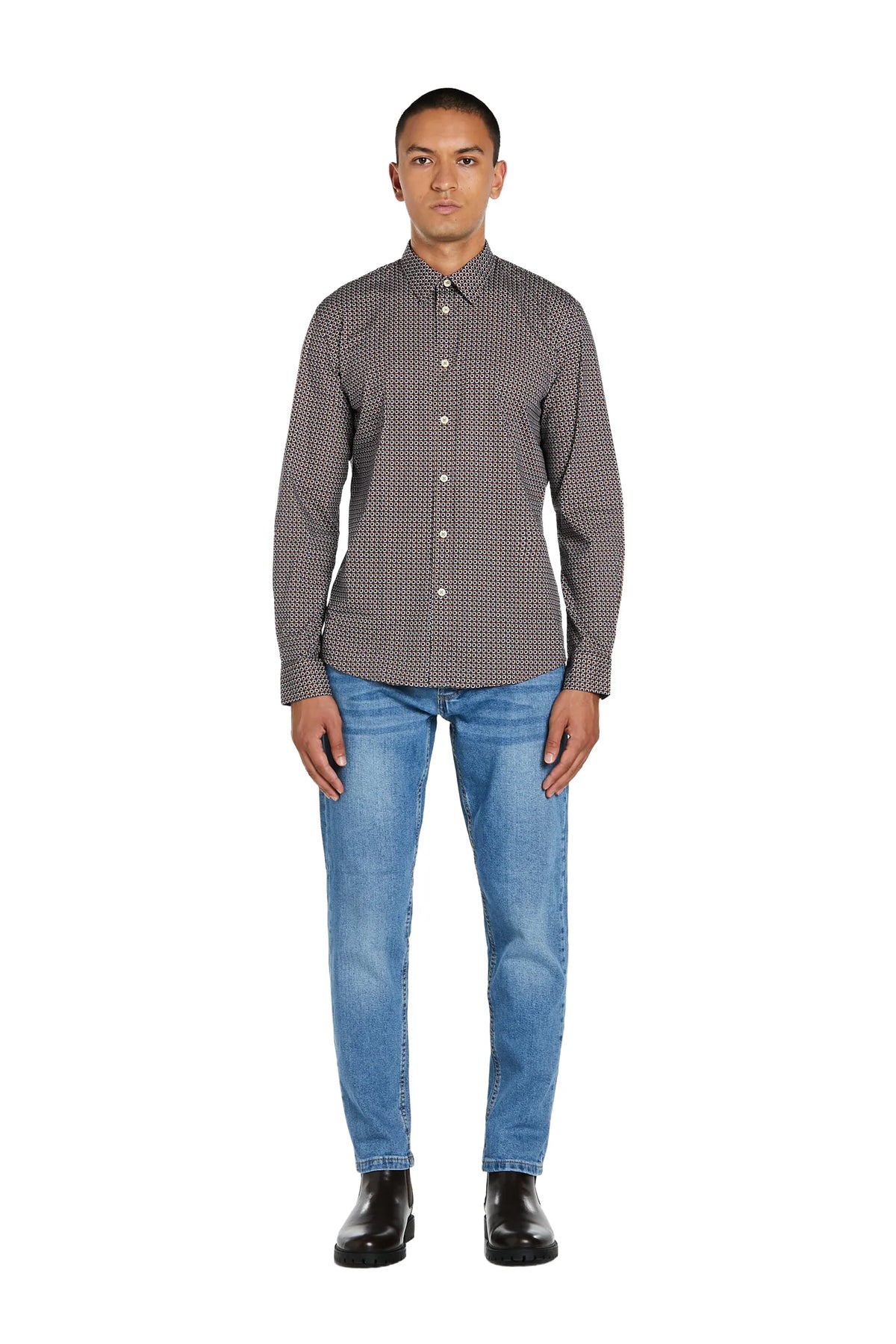 Camicia Uomo con Stampa Fantasia e Collo Italiano