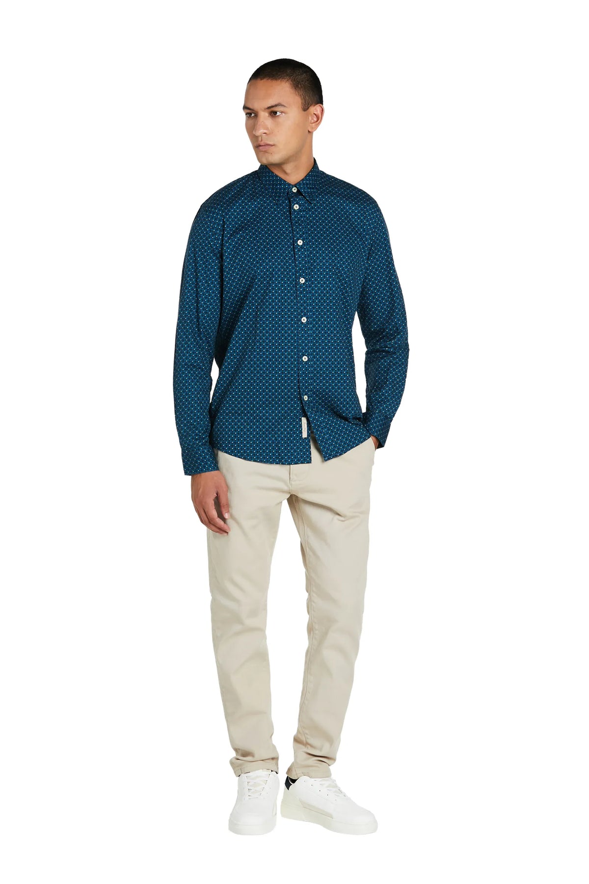 Camicia Uomo Stampata con Collo Italiano