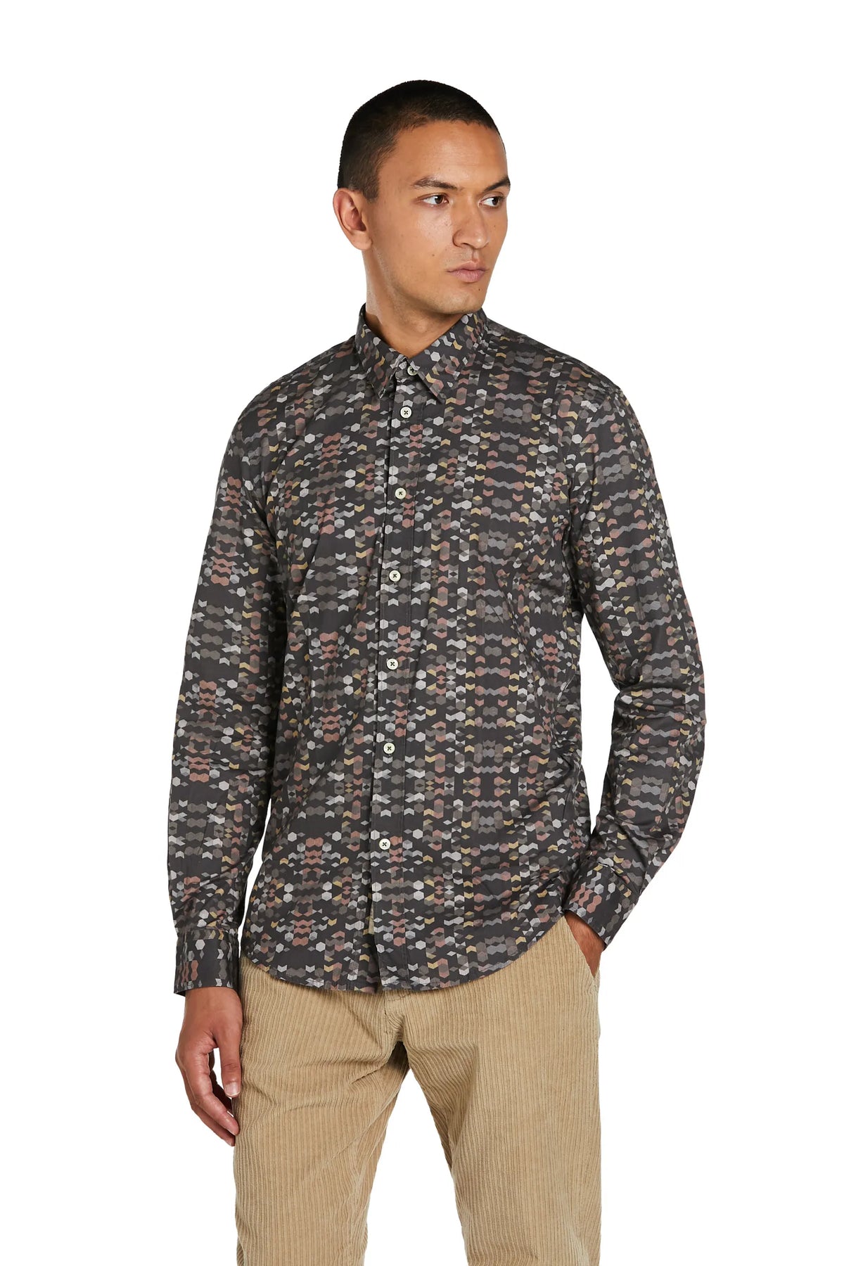 Camicia Uomo con Stampa 3D e Collo Italiano