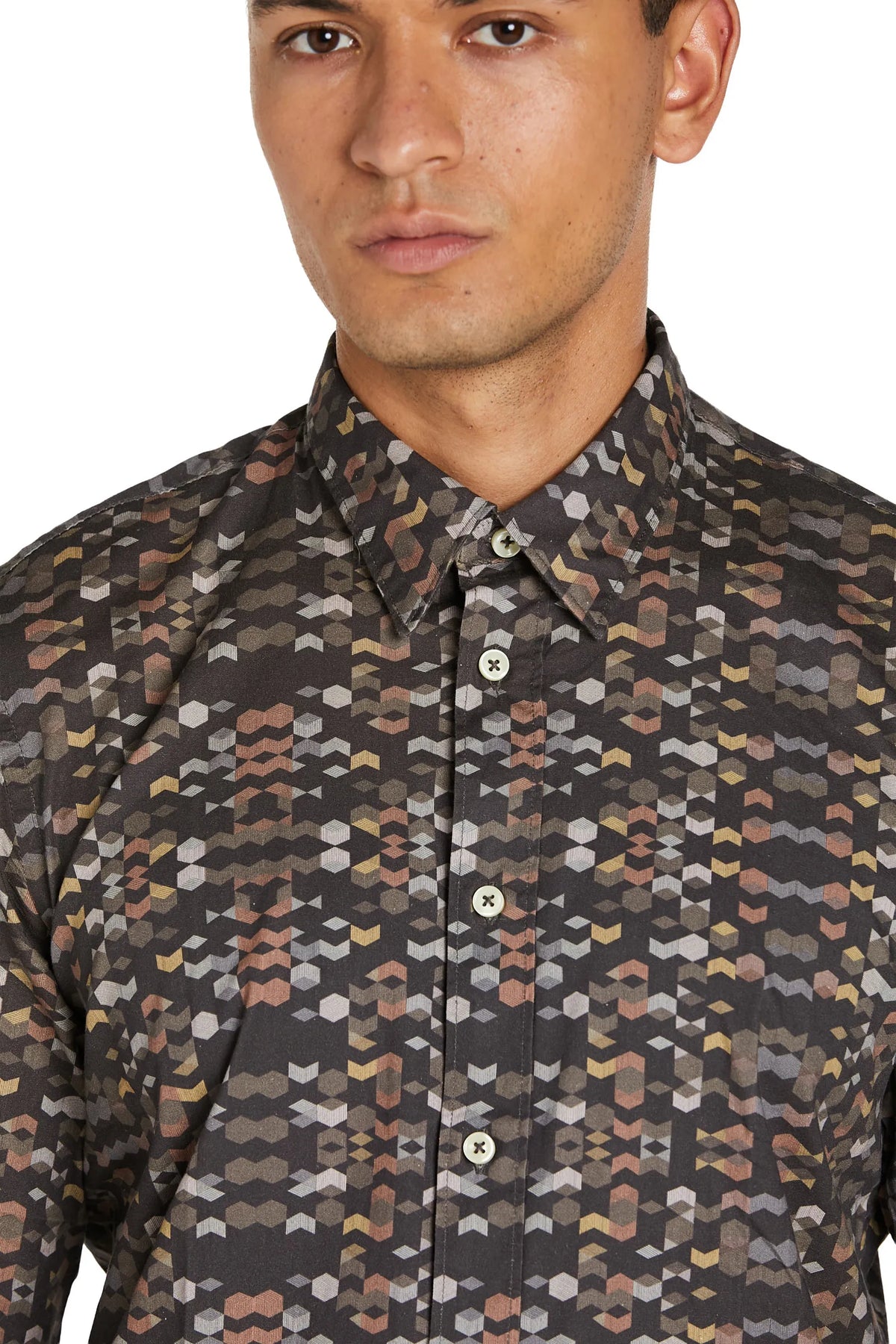Camicia Uomo con Stampa 3D e Collo Italiano