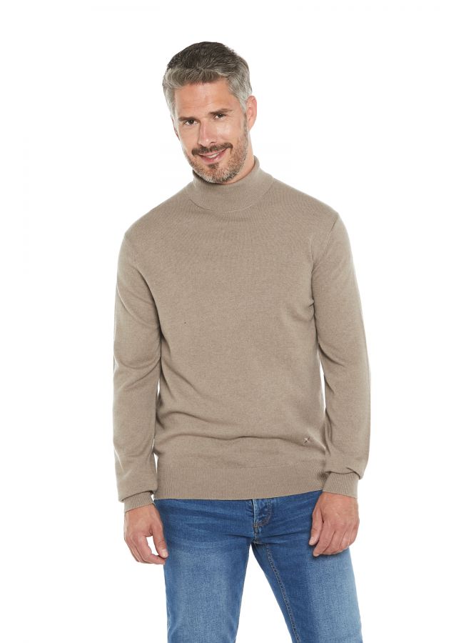 Maglia dolcevita uomo Misto Cashmere Beige Medio