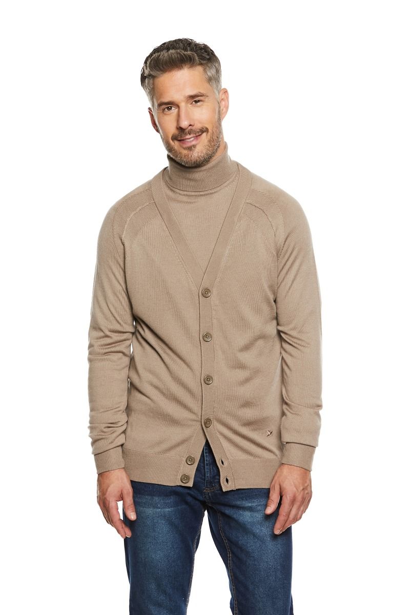 Cardigan uomo con trama su spalla