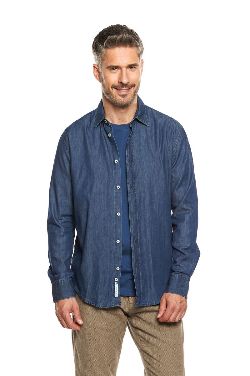 Camicia Jeans Uomo con Collo Italiano