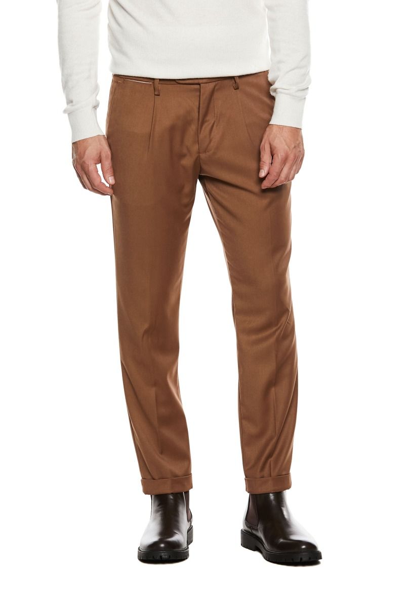 Pantalone Uomo con Pences e Risvolto Slim Fit