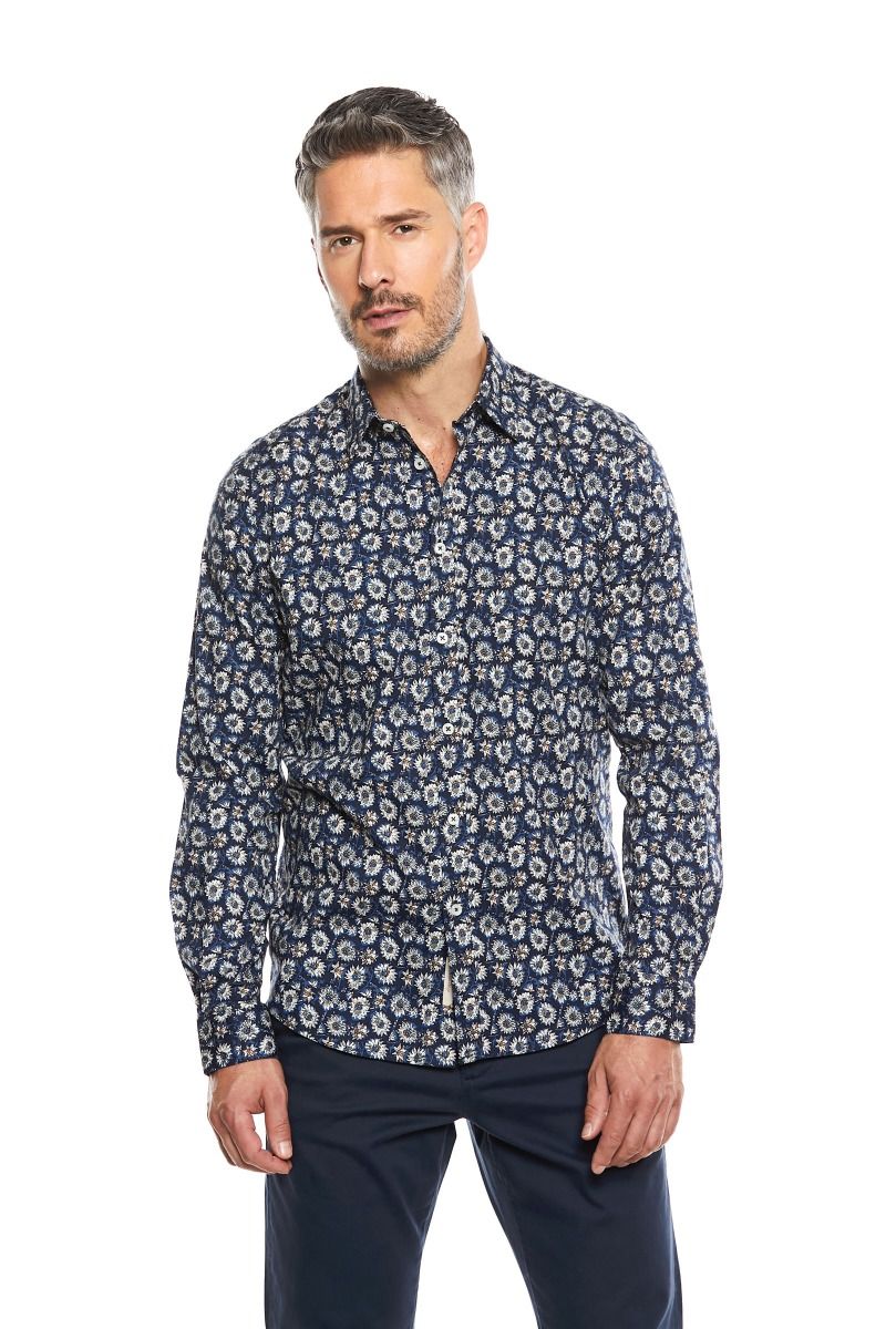 Camicia uomo blu a fiori