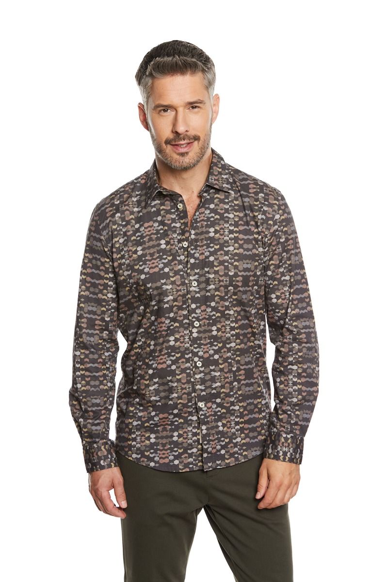 Camicia Uomo con Stampa 3D e Collo Italiano